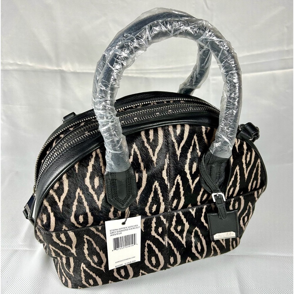 Aimee Kestenberg Steph Zipper Grey Diamond Calf hair Satchel Bag‎ AK6910